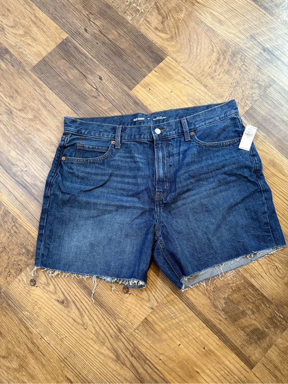 Old Navy Indigo Blue Frayed Hem Denim Shorts size 14 NEW